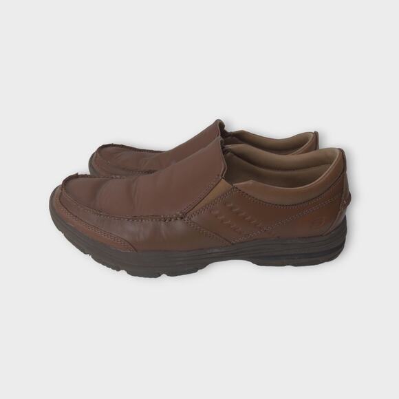 Mens Skechers Classic Fit Air Cooled Memory Foam Brown Slip Ons Size 8.5 - Picture 4 of 11